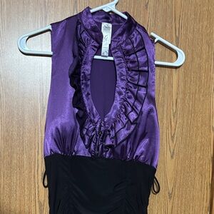 Elegant Purple and Black Ruffled Dress